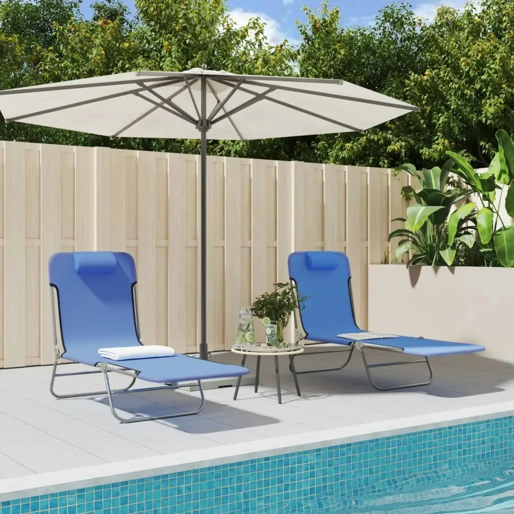 Folding Sun Loungers 2 pcs Blue Textilene and Steel 360180