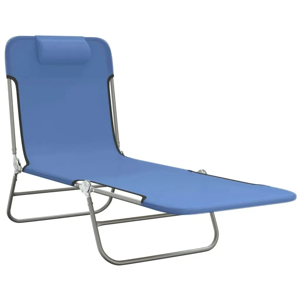 Folding Sun Loungers 2 pcs Blue Textilene and Steel 360180