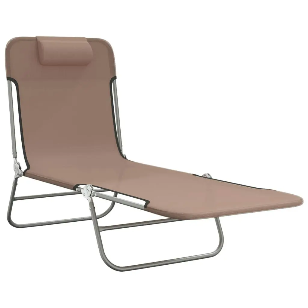 Folding Sun Loungers 2 pcs Brown Textilene and Steel 360184