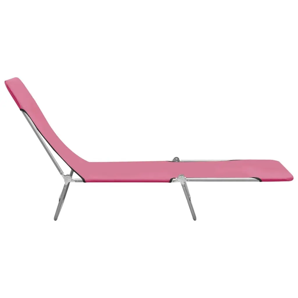 Folding Sun Loungers 2 pcs Steel and Fabric Pink 310345