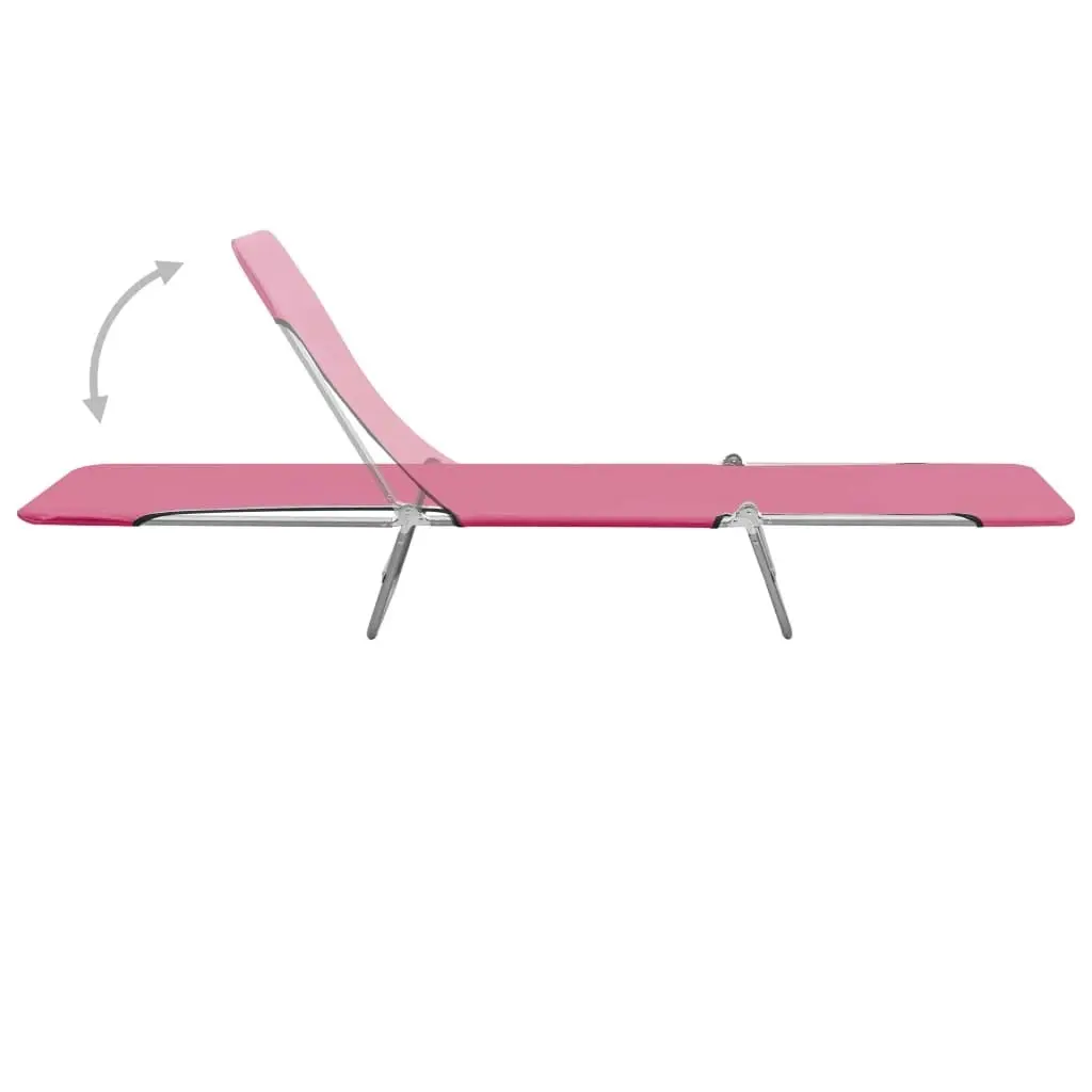 Folding Sun Loungers 2 pcs Steel and Fabric Pink 310345