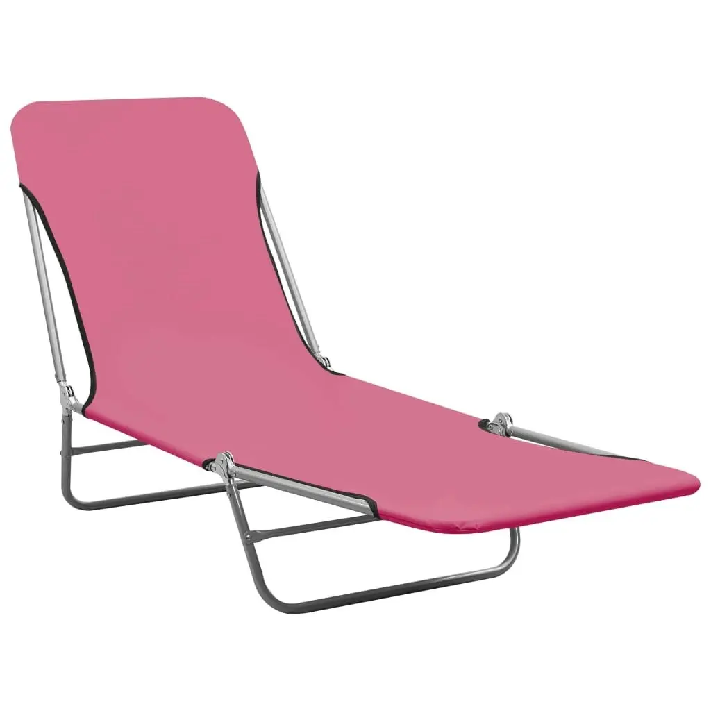 Folding Sun Loungers 2 pcs Steel and Fabric Pink 310345