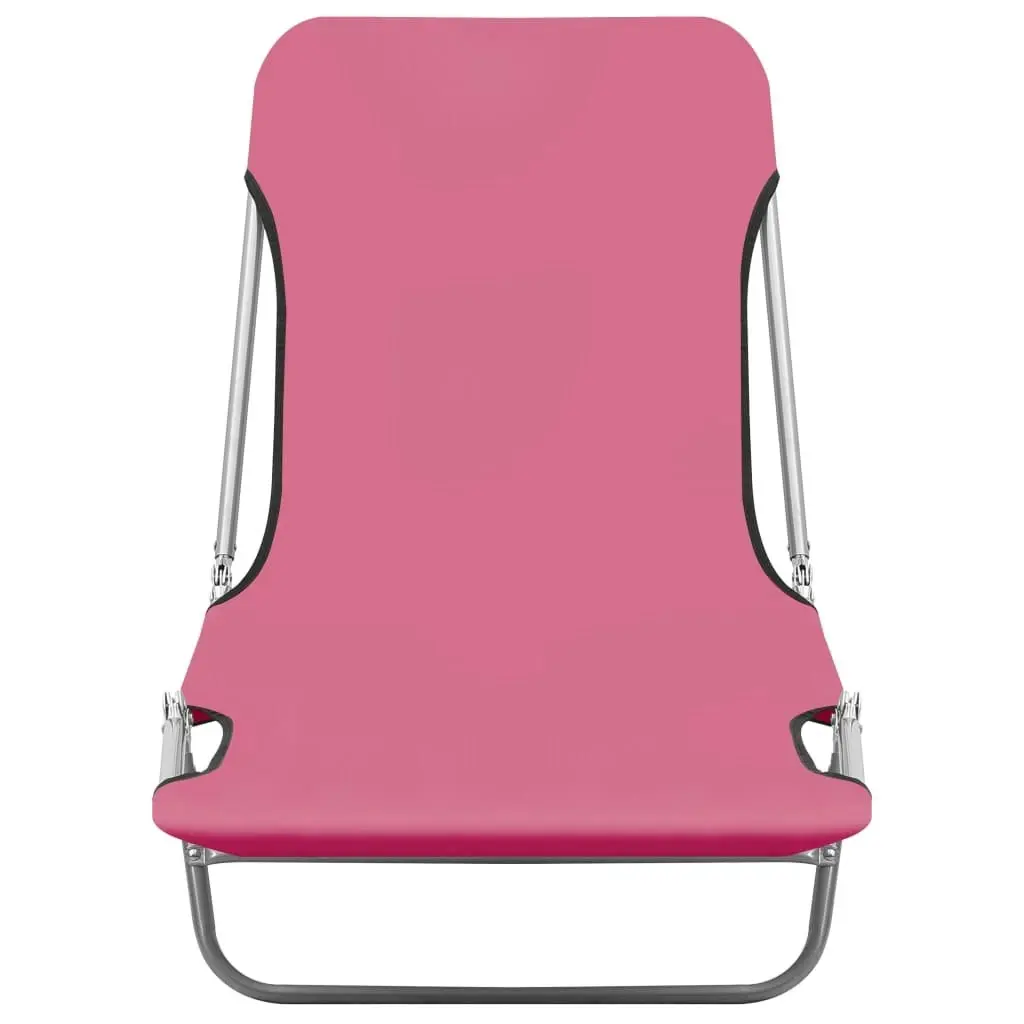 Folding Sun Loungers 2 pcs Steel and Fabric Pink 310345