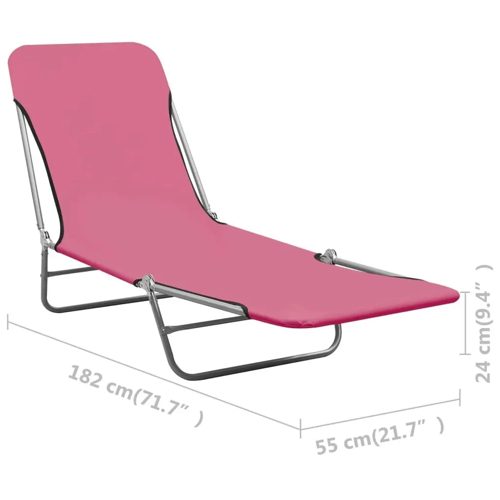 Folding Sun Loungers 2 pcs Steel and Fabric Pink 310345