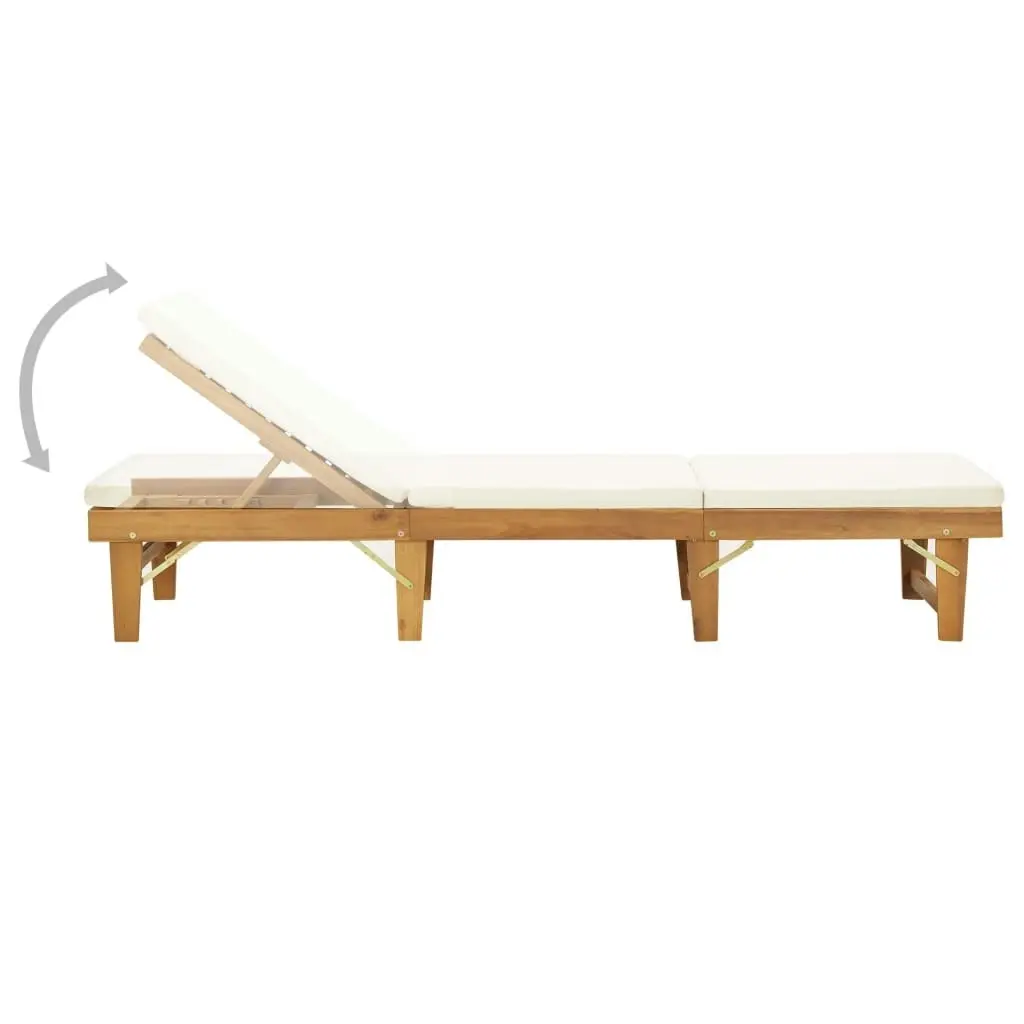 Folding Sun Lounger with Cushion Solid Acacia Wood 46490