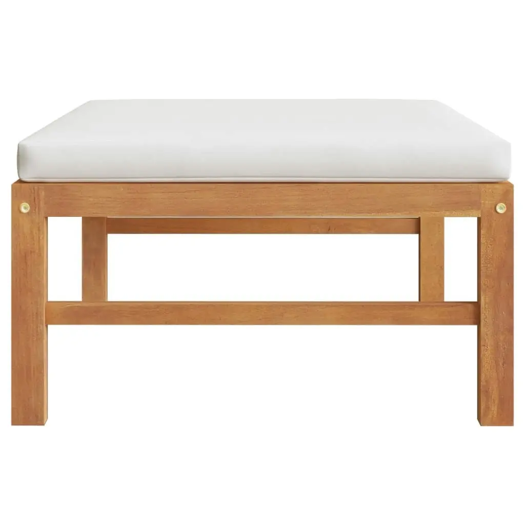 Footrest with Cream Cushion Solid Teak Wood 316106