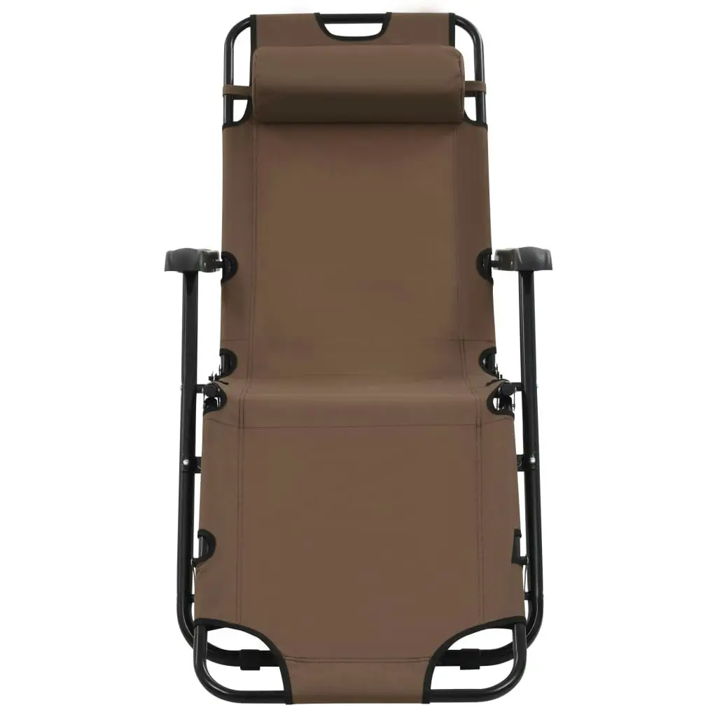 Folding Sun Loungers 2 pcs with Footrests Steel Brown 44346