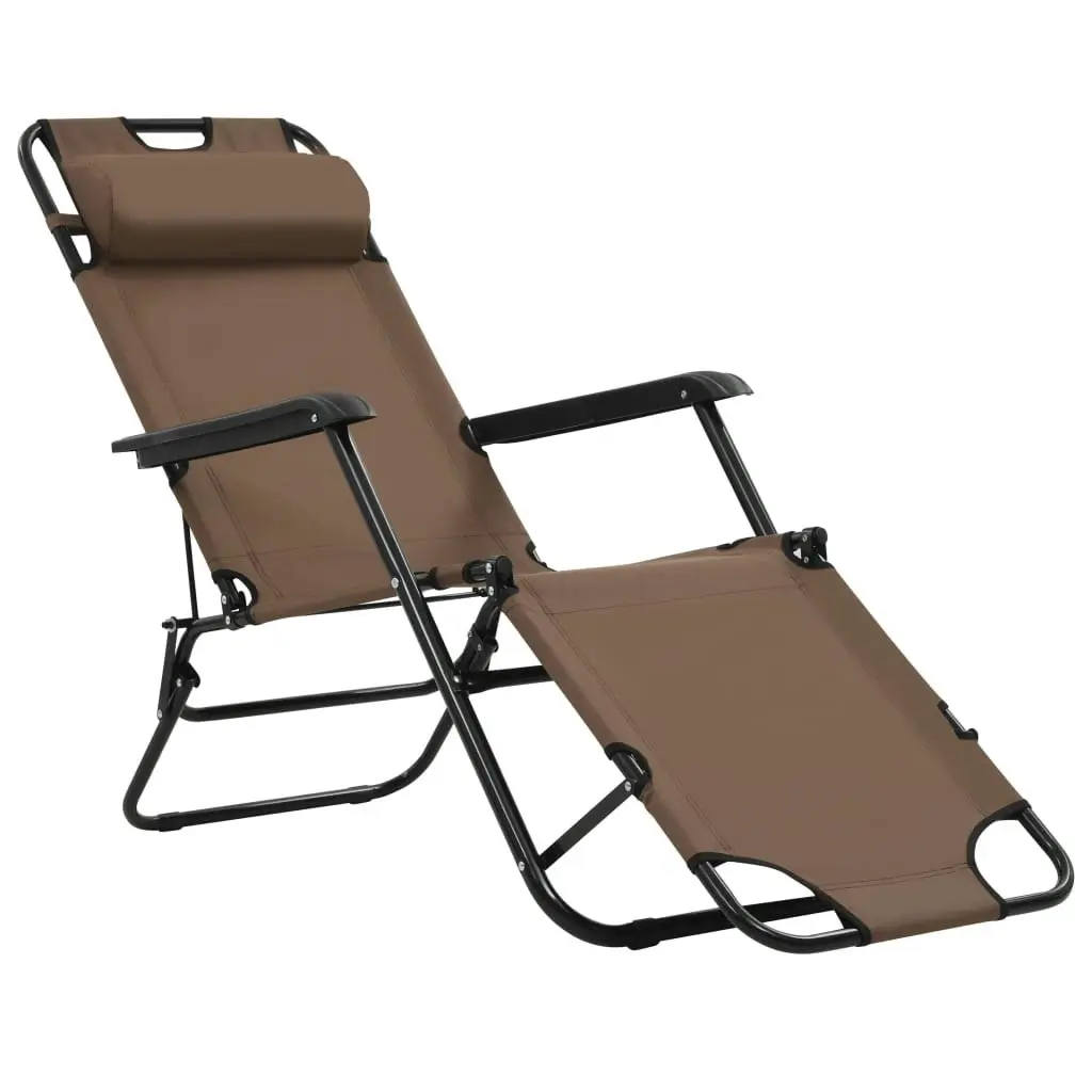 Folding Sun Loungers 2 pcs with Footrests Steel Brown 44346