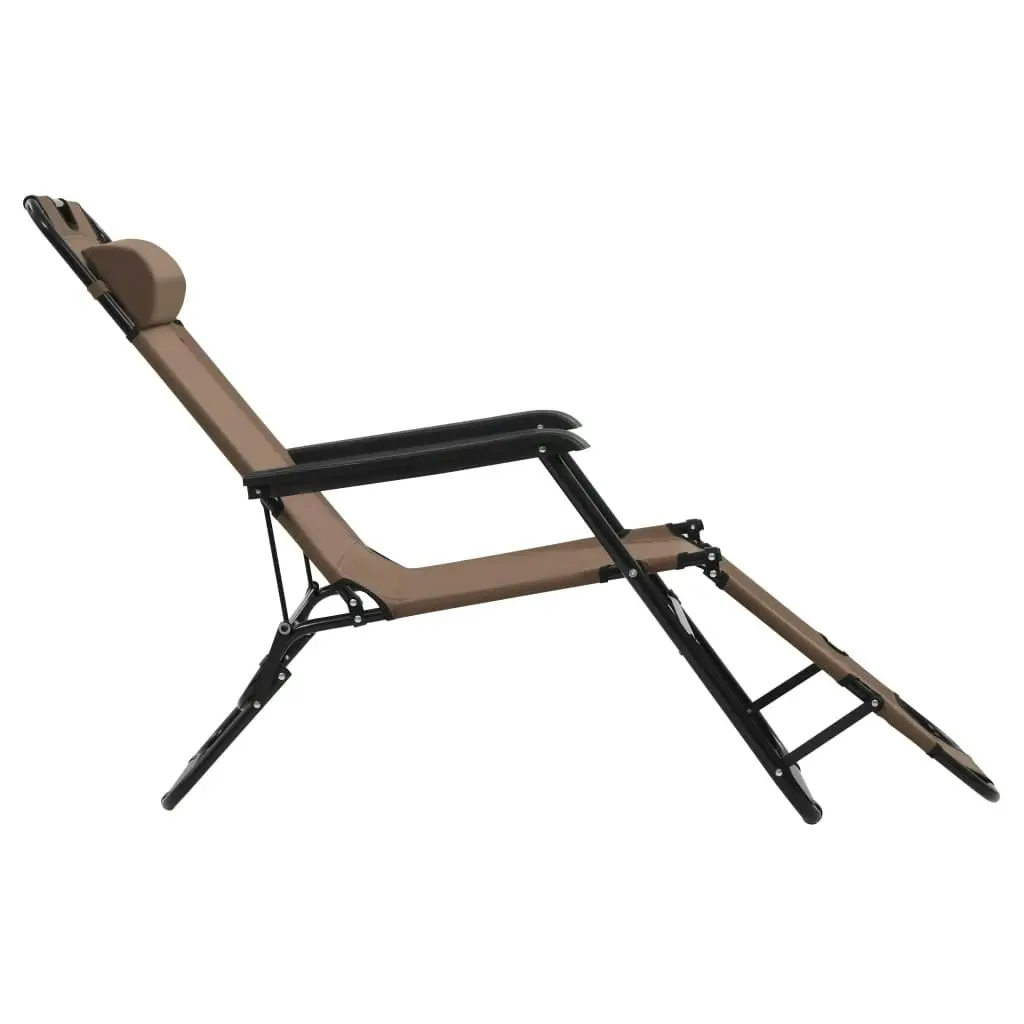 Folding Sun Loungers 2 pcs with Footrests Steel Brown 44346