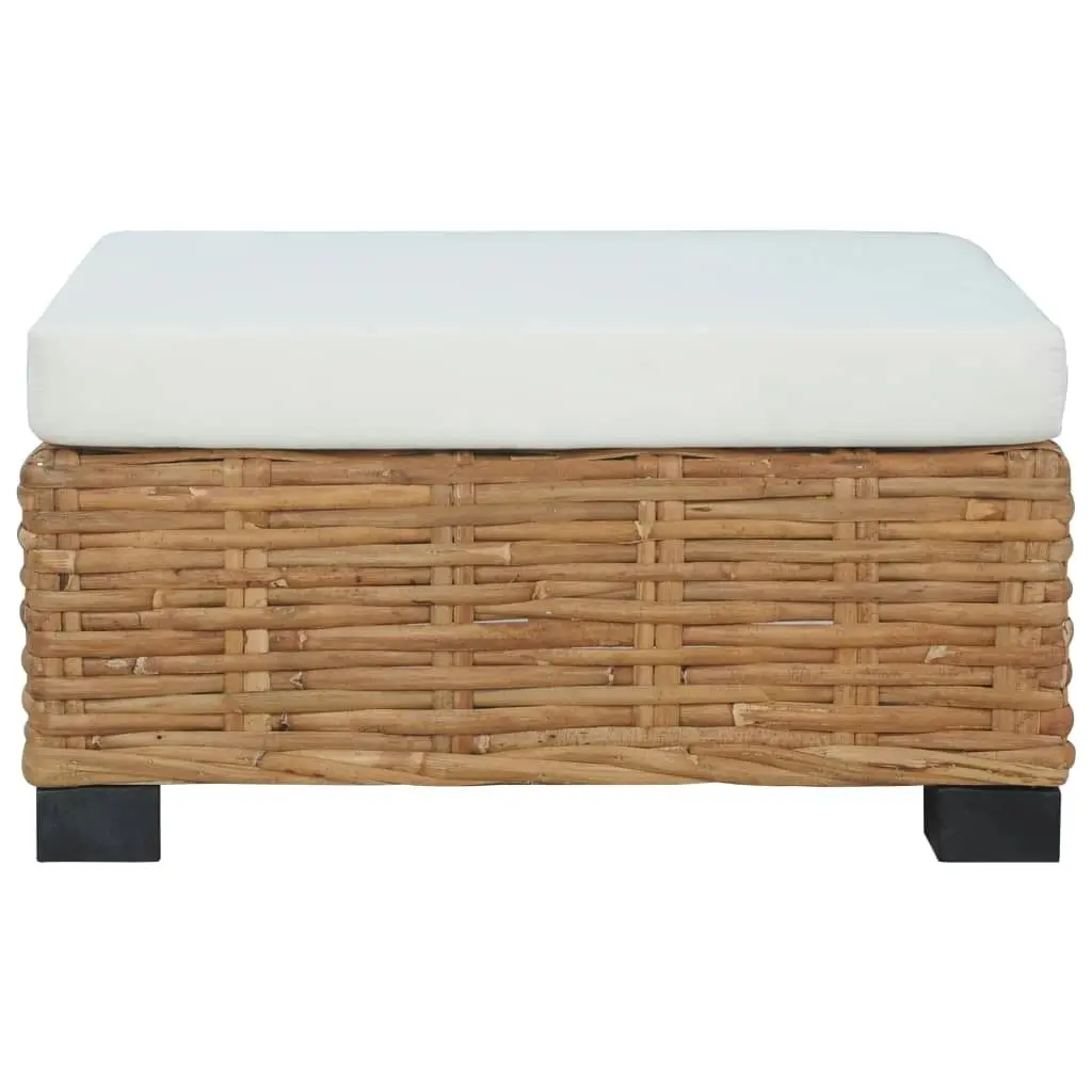 Footrest with Cushion Natural Rattan 286281