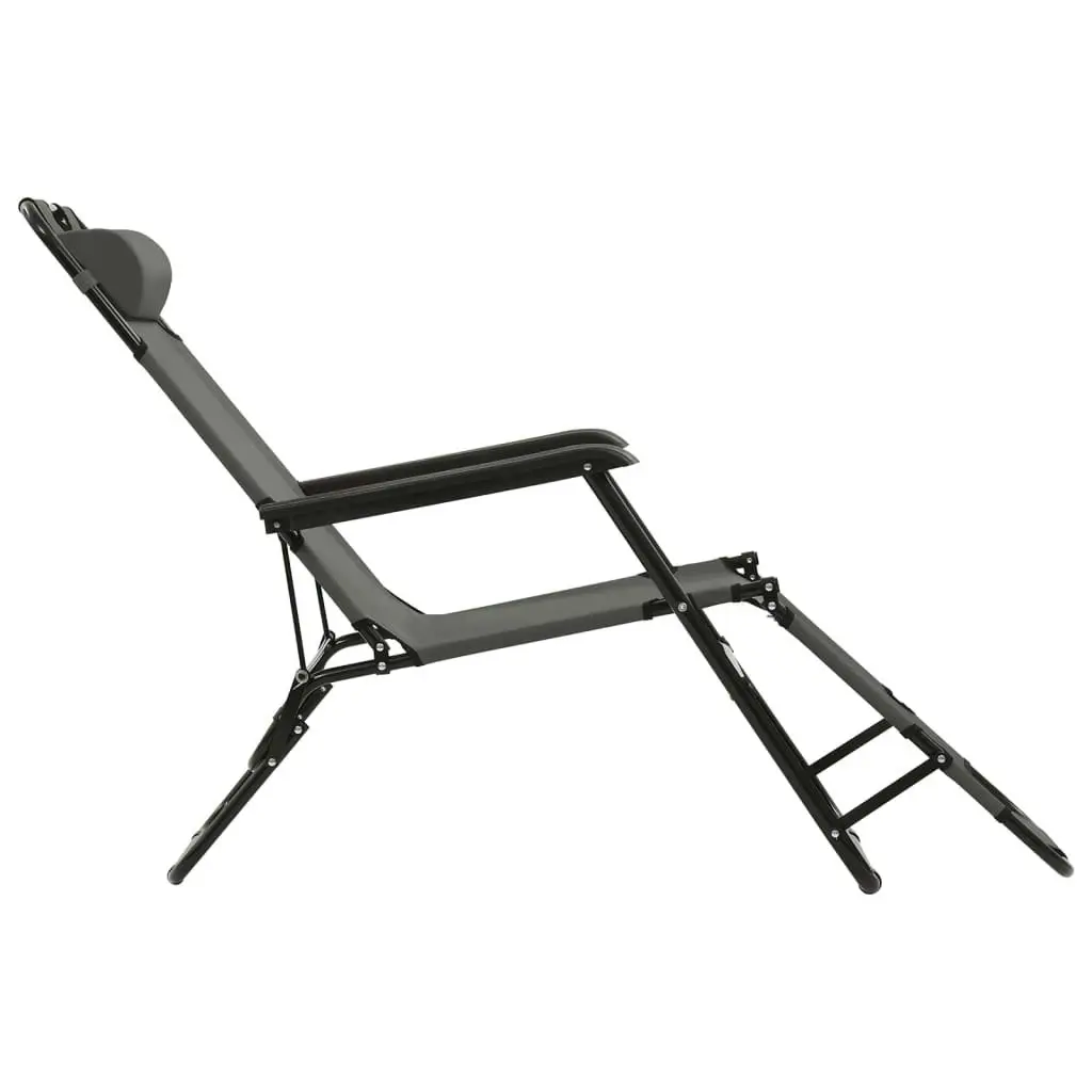 Folding Sun Loungers 2 pcs with Footrests Steel Grey 44345