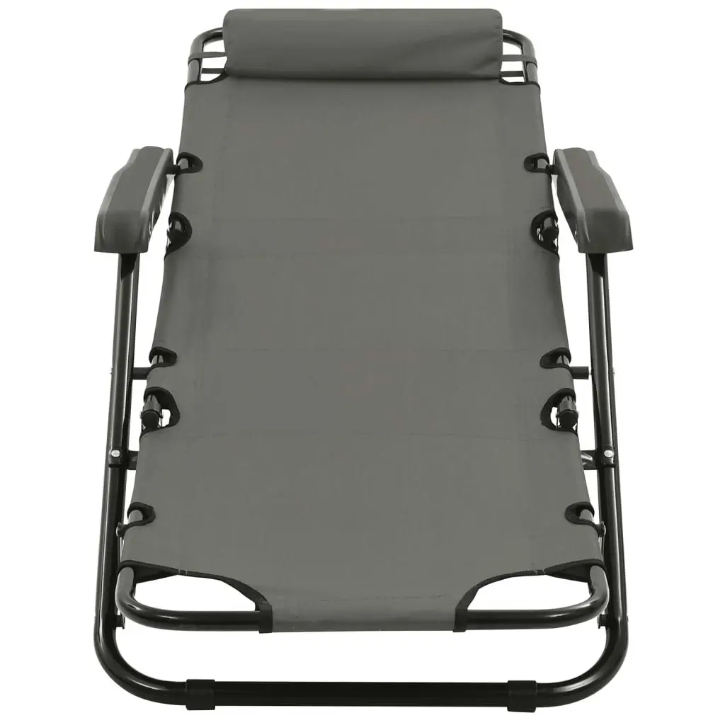 Folding Sun Loungers 2 pcs with Footrests Steel Grey 44345