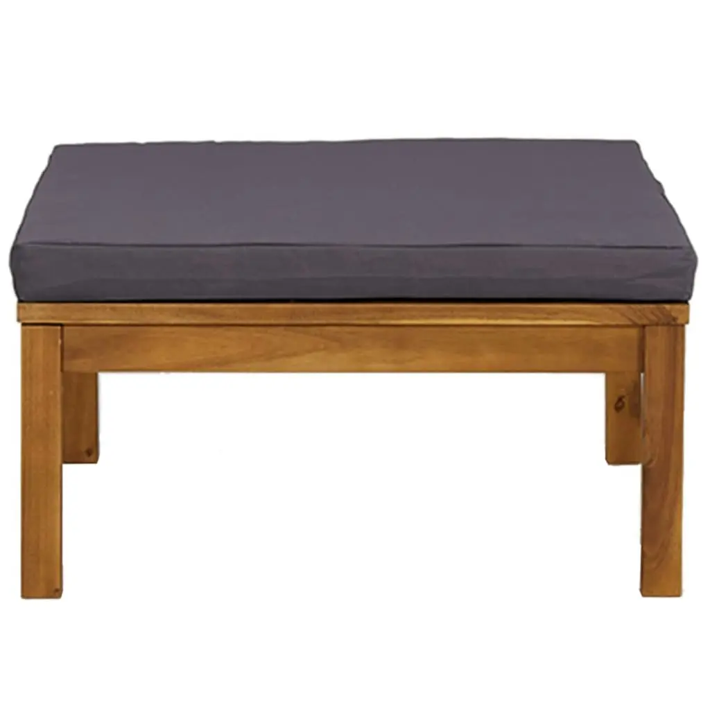 Footrest with Dark Grey Cushion Solid Acacia Wood 316290