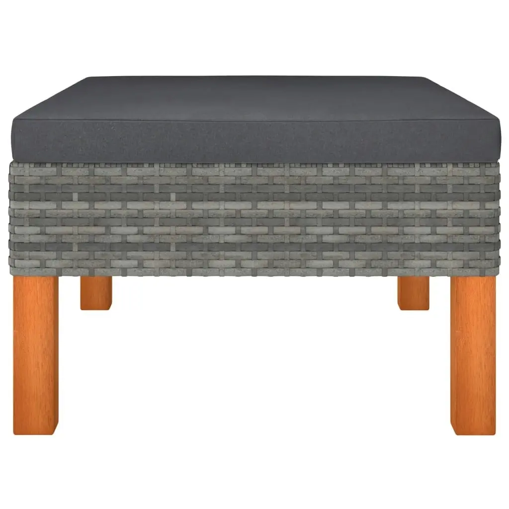 Footstool Poly Rattan and Solid Eucalyptus Wood 315752