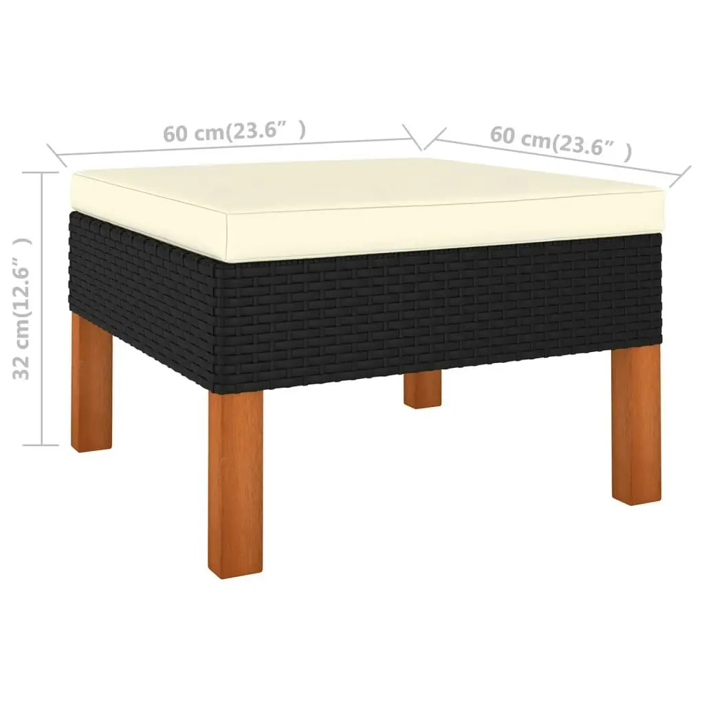 Footstool Poly Rattan and Solid Eucalyptus Wood 315761