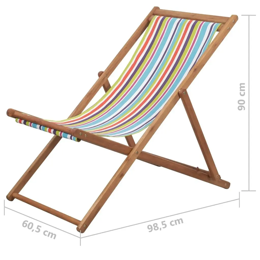 Folding Beach Chair Fabric and Wooden Frame Multicolour 44002