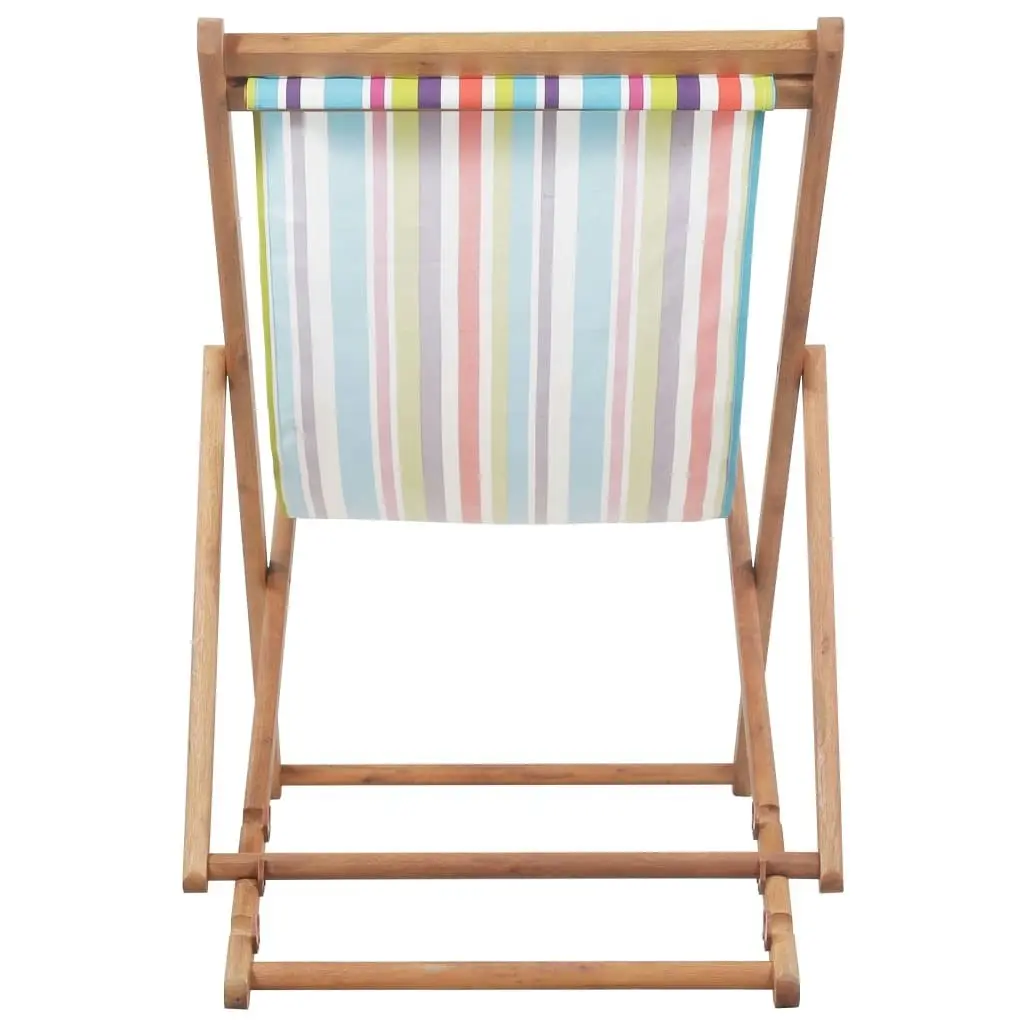 Folding Beach Chair Fabric and Wooden Frame Multicolour 44002