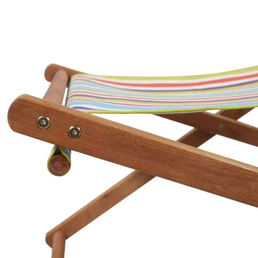 Folding Beach Chair Fabric and Wooden Frame Multicolour 44002