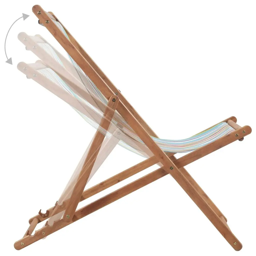 Folding Beach Chair Fabric and Wooden Frame Multicolour 44002