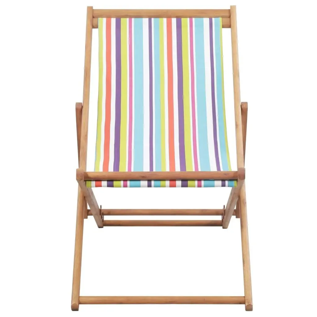 Folding Beach Chair Fabric and Wooden Frame Multicolour 44002