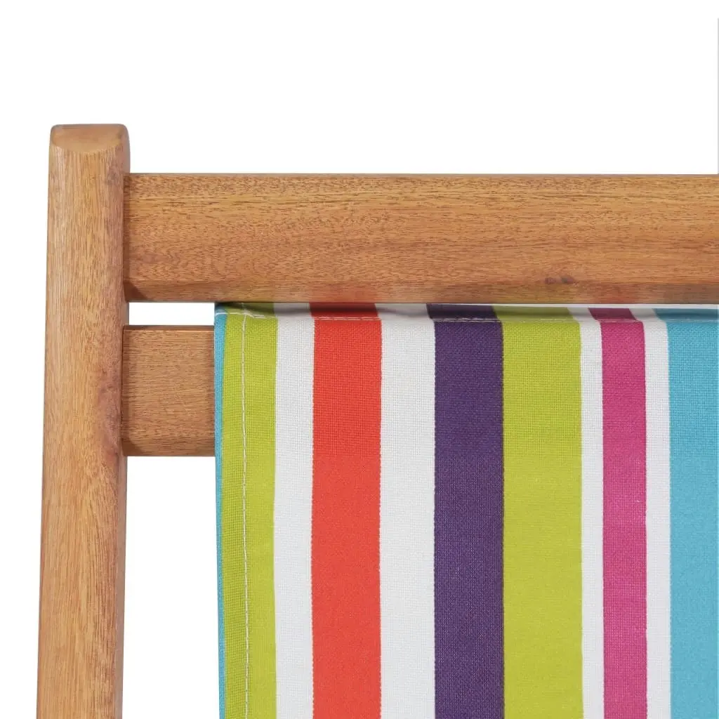 Folding Beach Chair Fabric and Wooden Frame Multicolour 44002