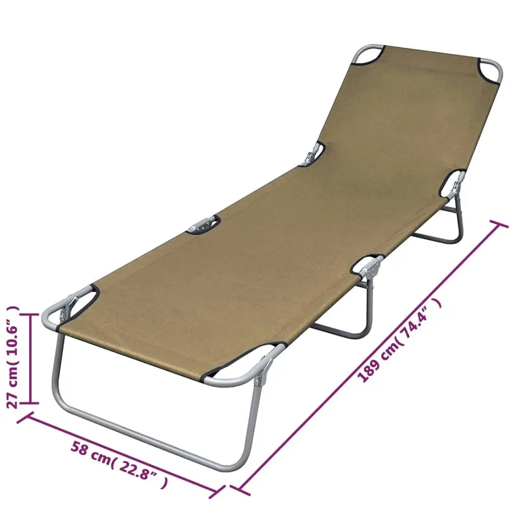 Foldable Sunlounger with Adjustable Backrest Taupe 44294