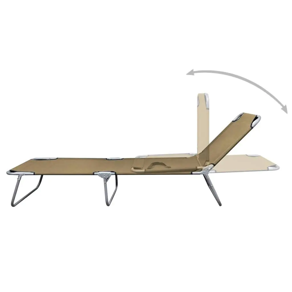 Foldable Sunlounger with Adjustable Backrest Taupe 44294