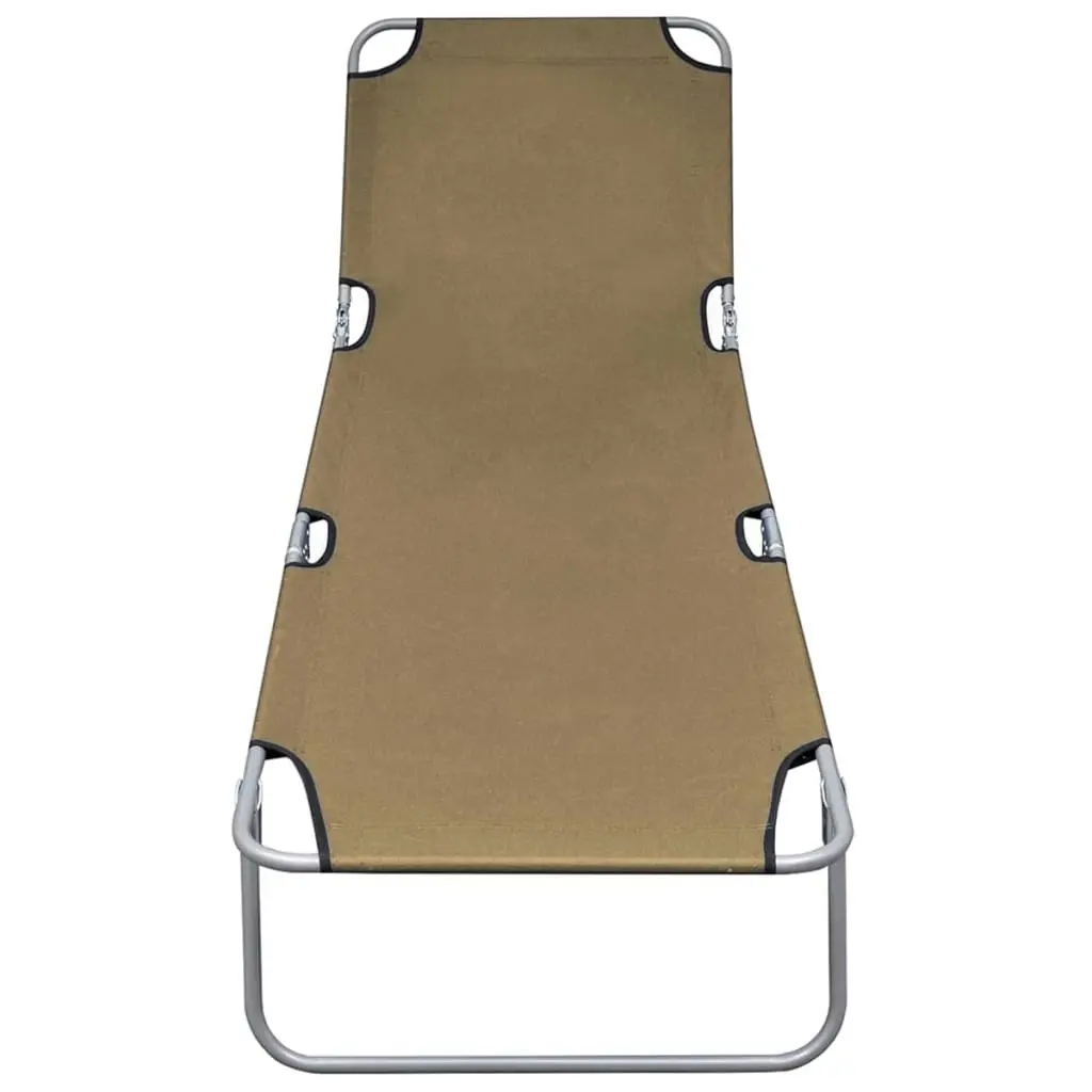 Foldable Sunlounger with Adjustable Backrest Taupe 44294