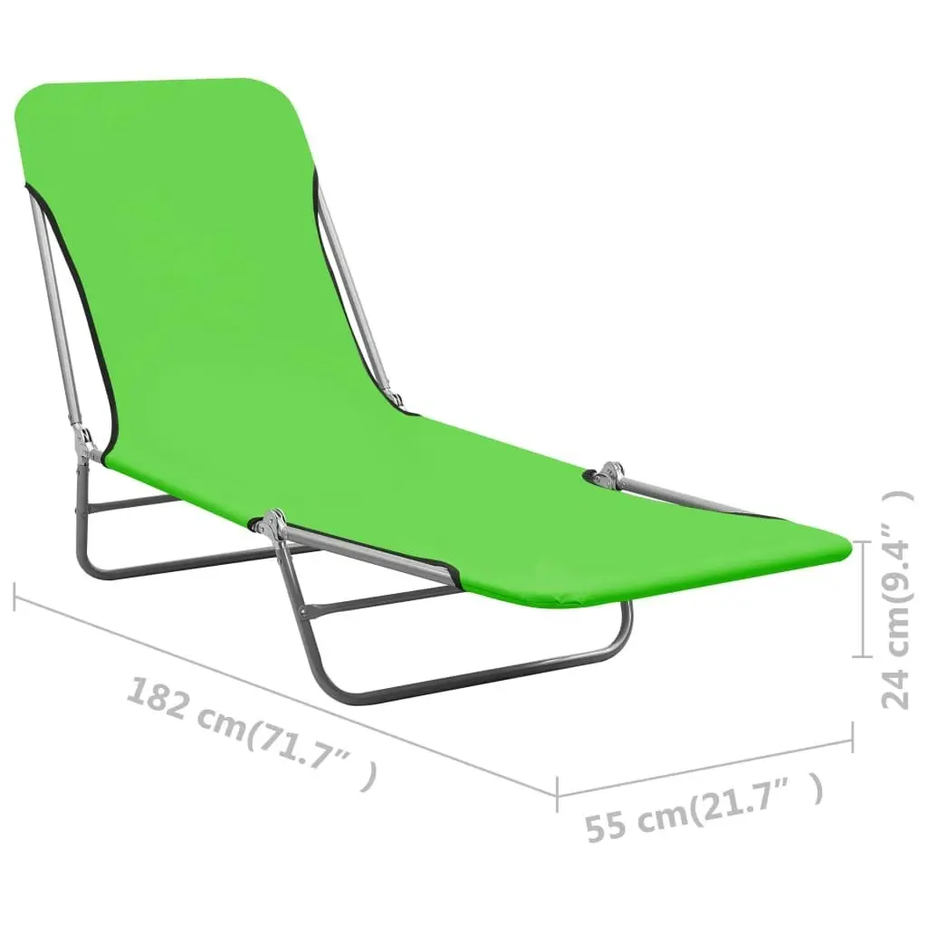 Folding Sun Loungers 2 pcs Steel and Fabric Green 310343