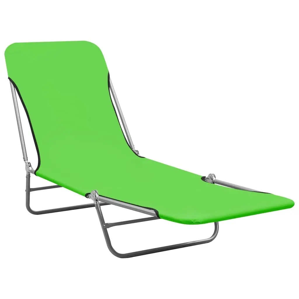 Folding Sun Loungers 2 pcs Steel and Fabric Green 310343