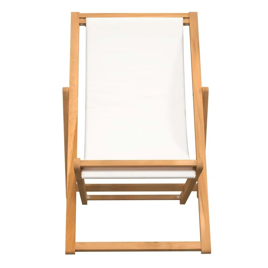 Deck Chair Teak 56x105x96 cm Cream 43802