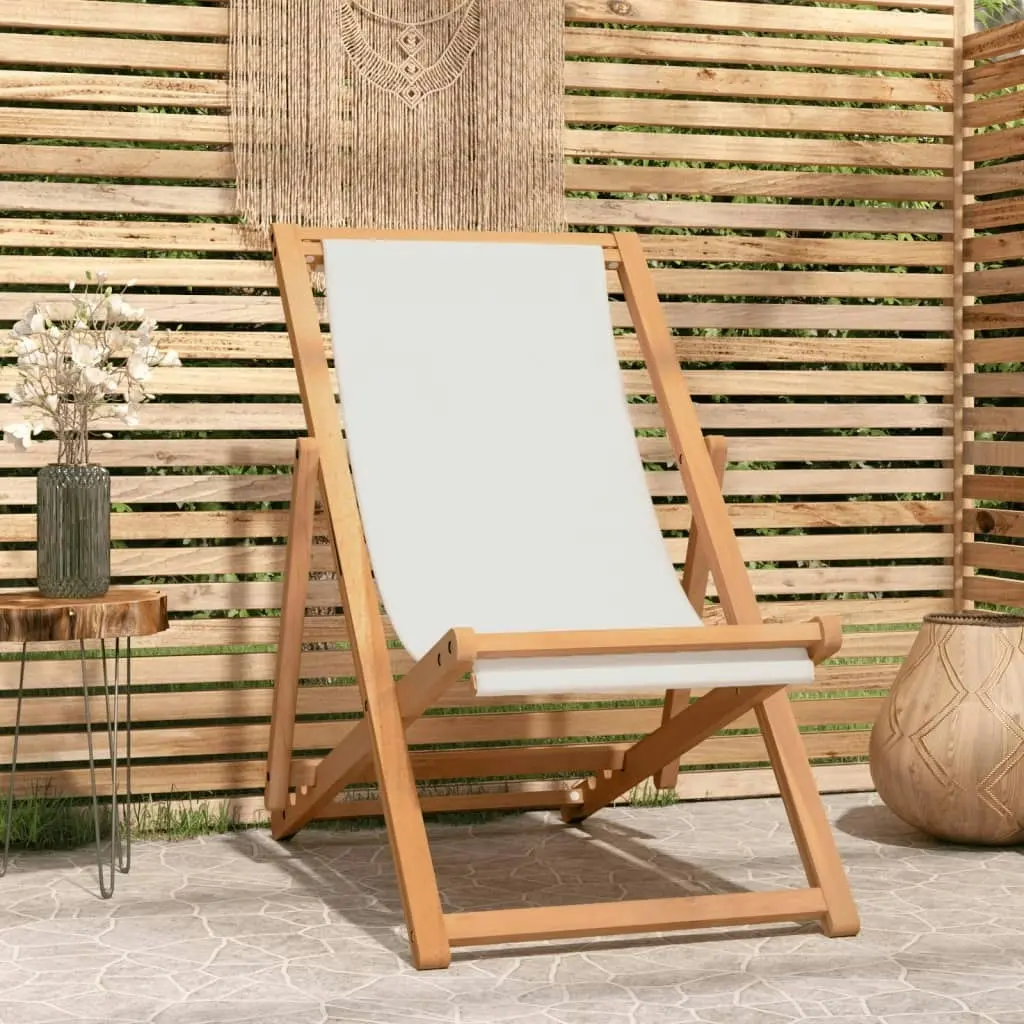 Deck Chair Teak 56x105x96 cm Cream 43802