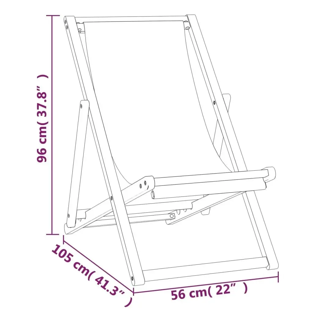 Deck Chair Teak 56x105x96 cm Cream 43802