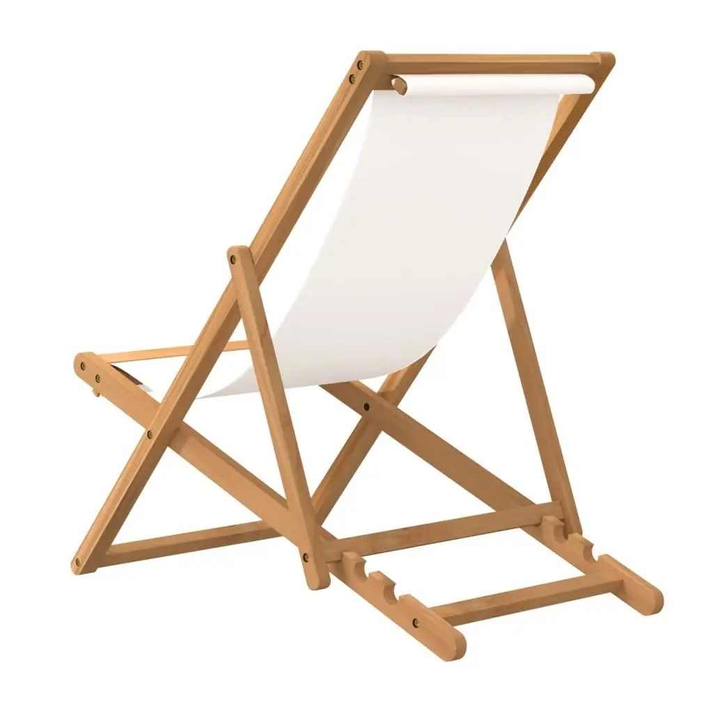 Deck Chair Teak 56x105x96 cm Cream 43802