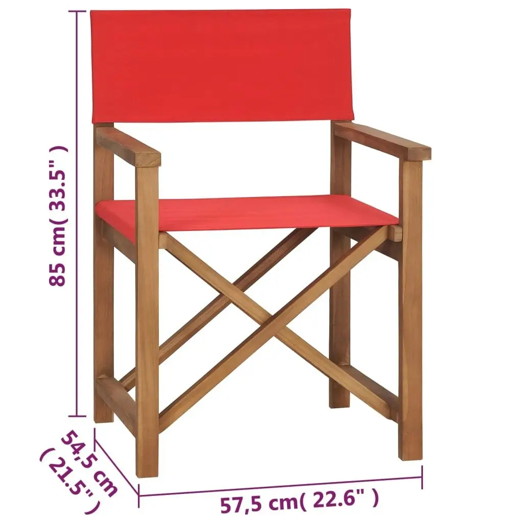 Director's Chair Solid Teak Wood Red 47414