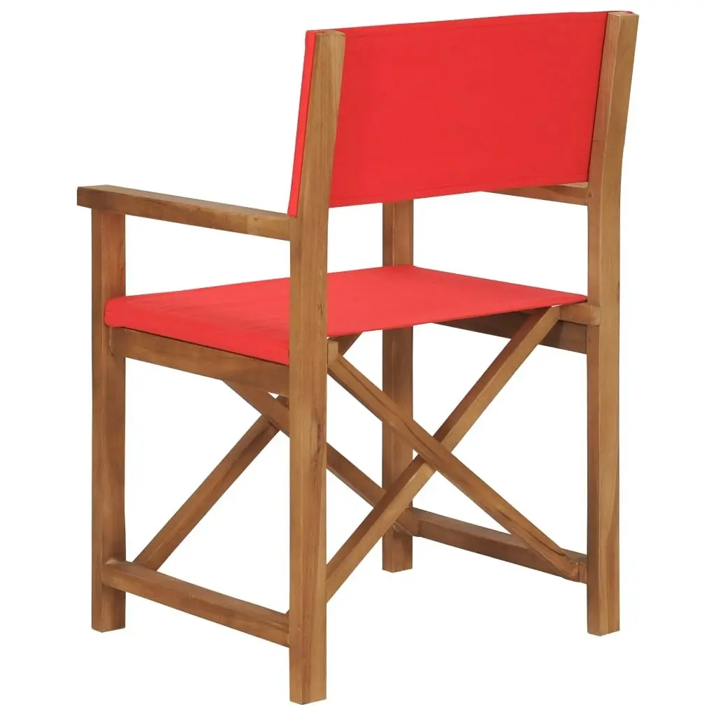 Director's Chair Solid Teak Wood Red 47414