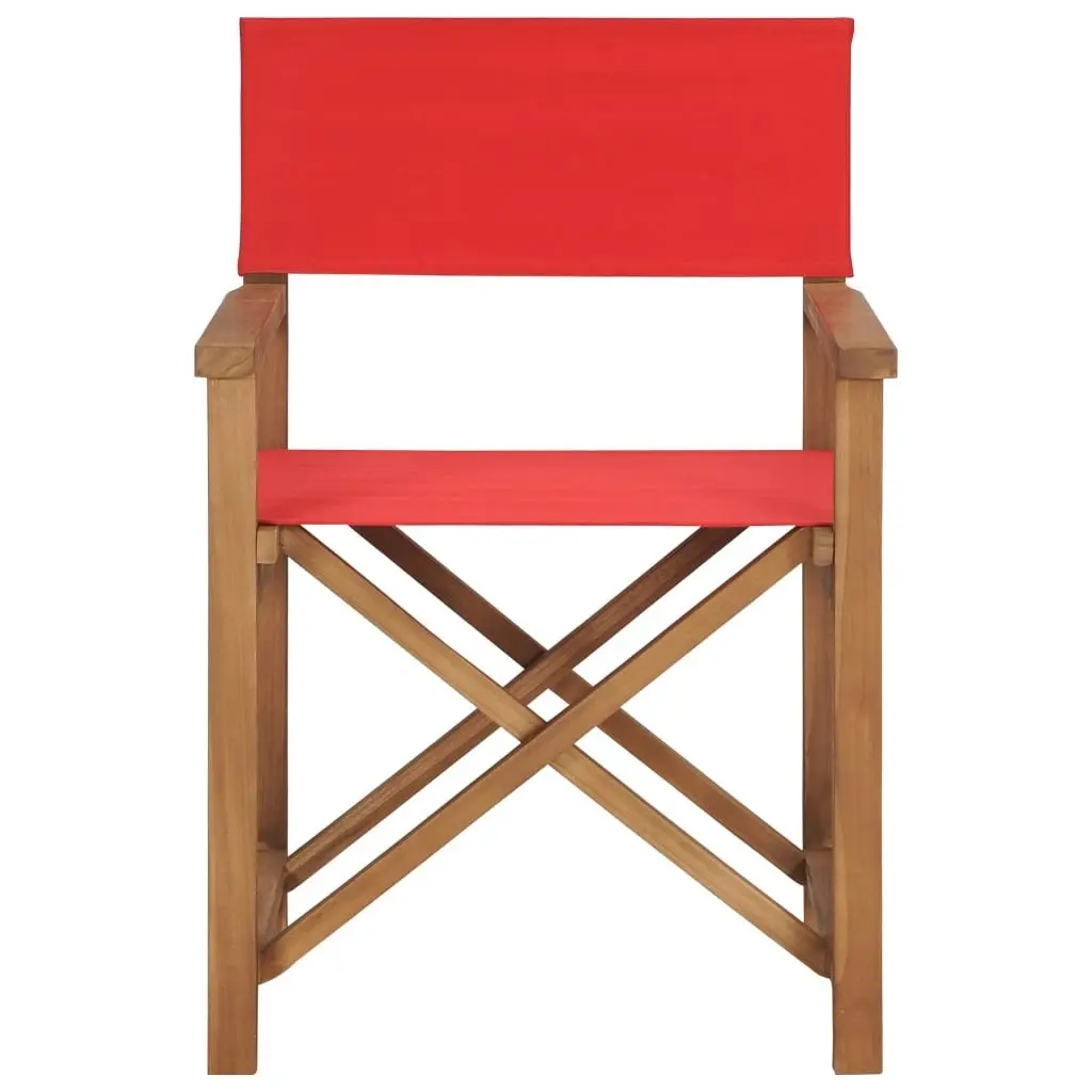 Director's Chair Solid Teak Wood Red 47414