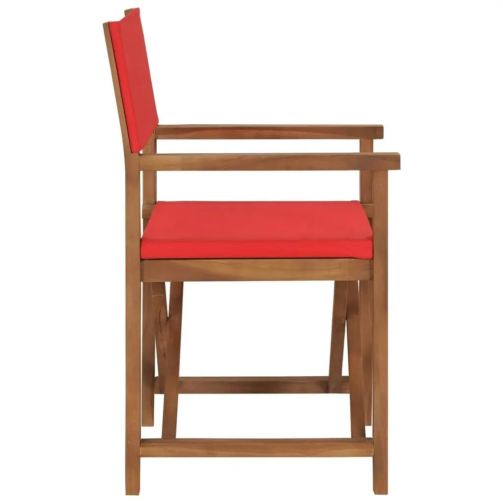 Director's Chair Solid Teak Wood Red 47414