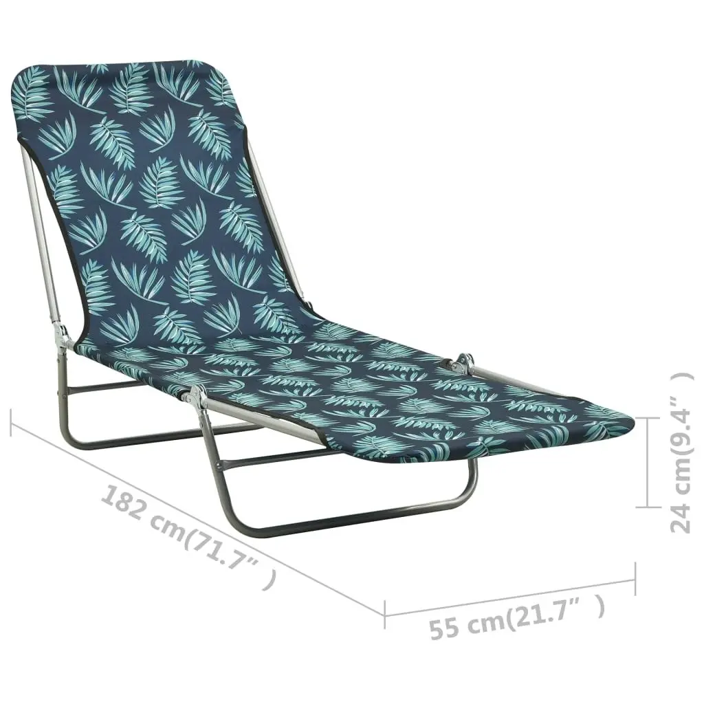 Folding Sun Loungers 2 pcs Steel and Fabric Leaf Pattern 310346