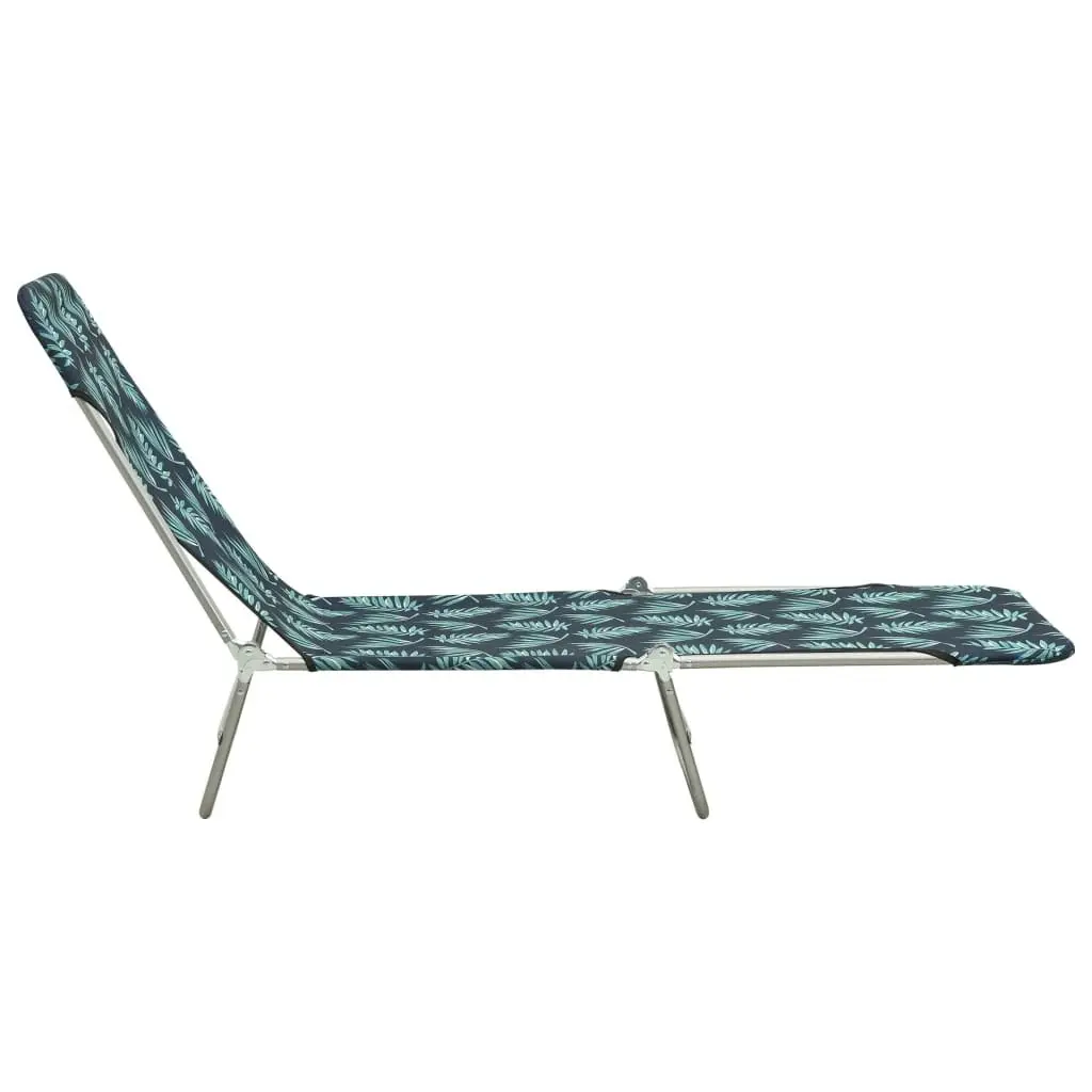 Folding Sun Loungers 2 pcs Steel and Fabric Leaf Pattern 310346