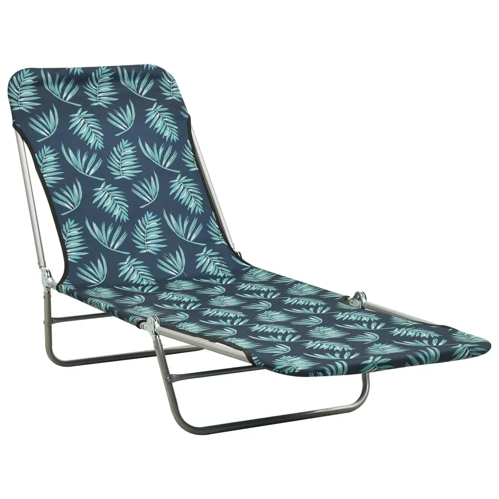 Folding Sun Loungers 2 pcs Steel and Fabric Leaf Pattern 310346