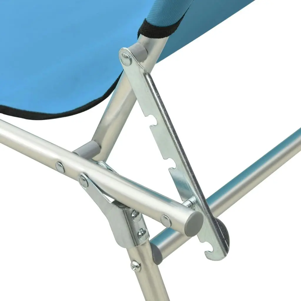 Folding Sun Lounger with Canopy Steel Turquoise and Blue 310326