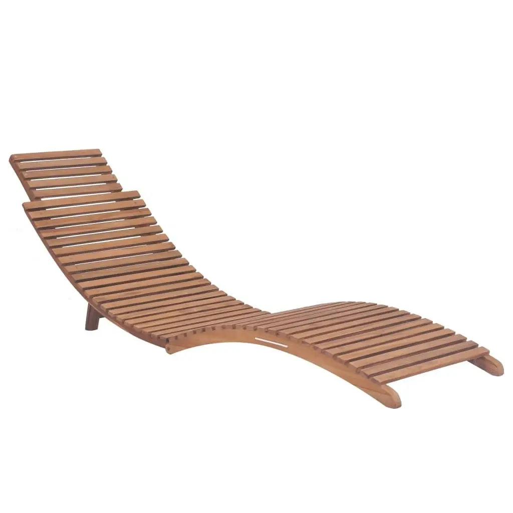 Folding Sun Lounger Solid Teak Wood 44666