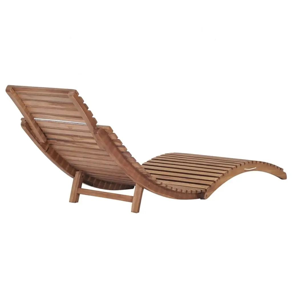 Folding Sun Lounger Solid Teak Wood 44666