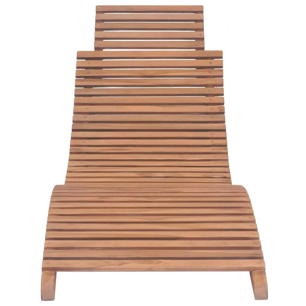 Folding Sun Lounger Solid Teak Wood 44666