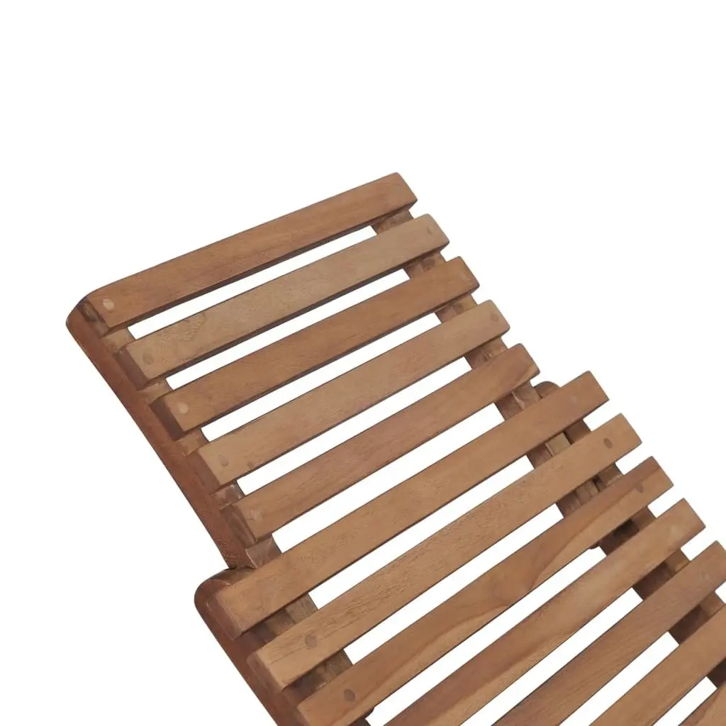 Folding Sun Lounger Solid Teak Wood 44666