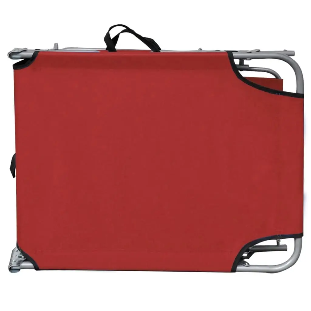 Folding Sun Lounger with Canopy Steel and Fabric Red 41198