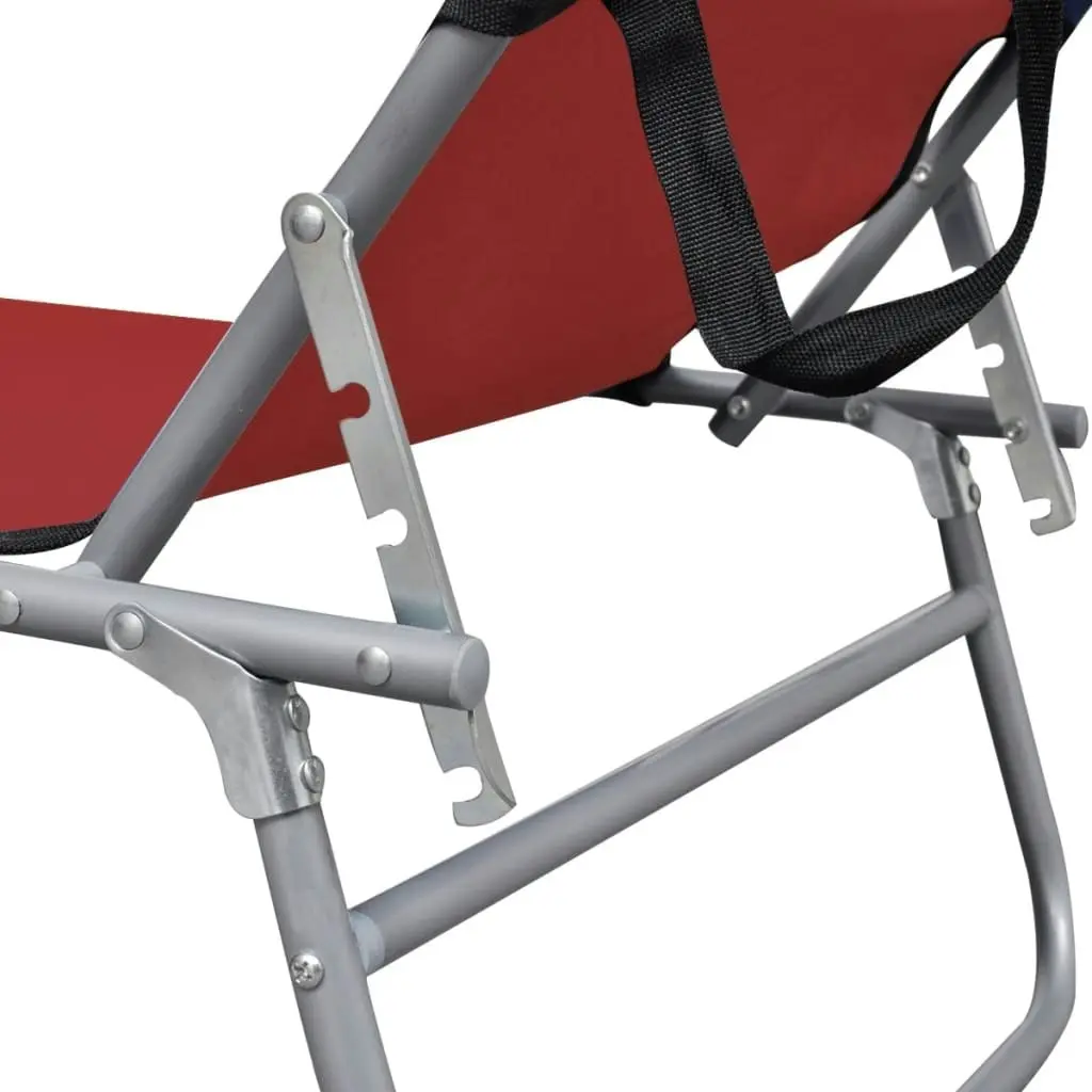 Folding Sun Lounger with Canopy Steel and Fabric Red 41198