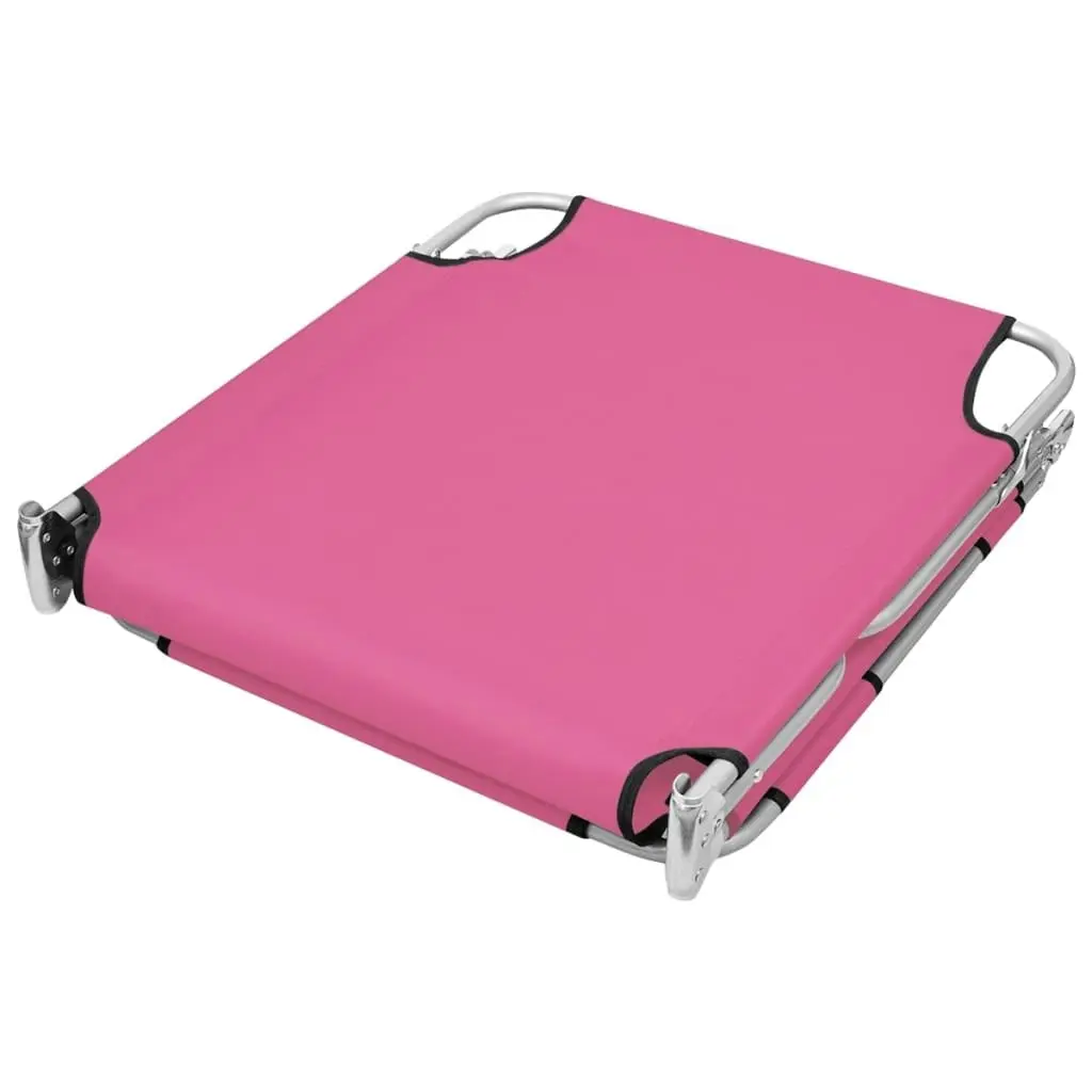 Folding Sun Lounger with Head Cushion Steel Magento Pink 310333