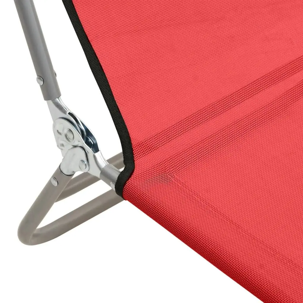 Folding Sun Loungers 2 pcs Red Textilene and Steel 360182